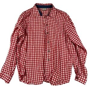 KORET City Blues Womens Red White Gingham Check Long Sleeve Button Up Shirt Top